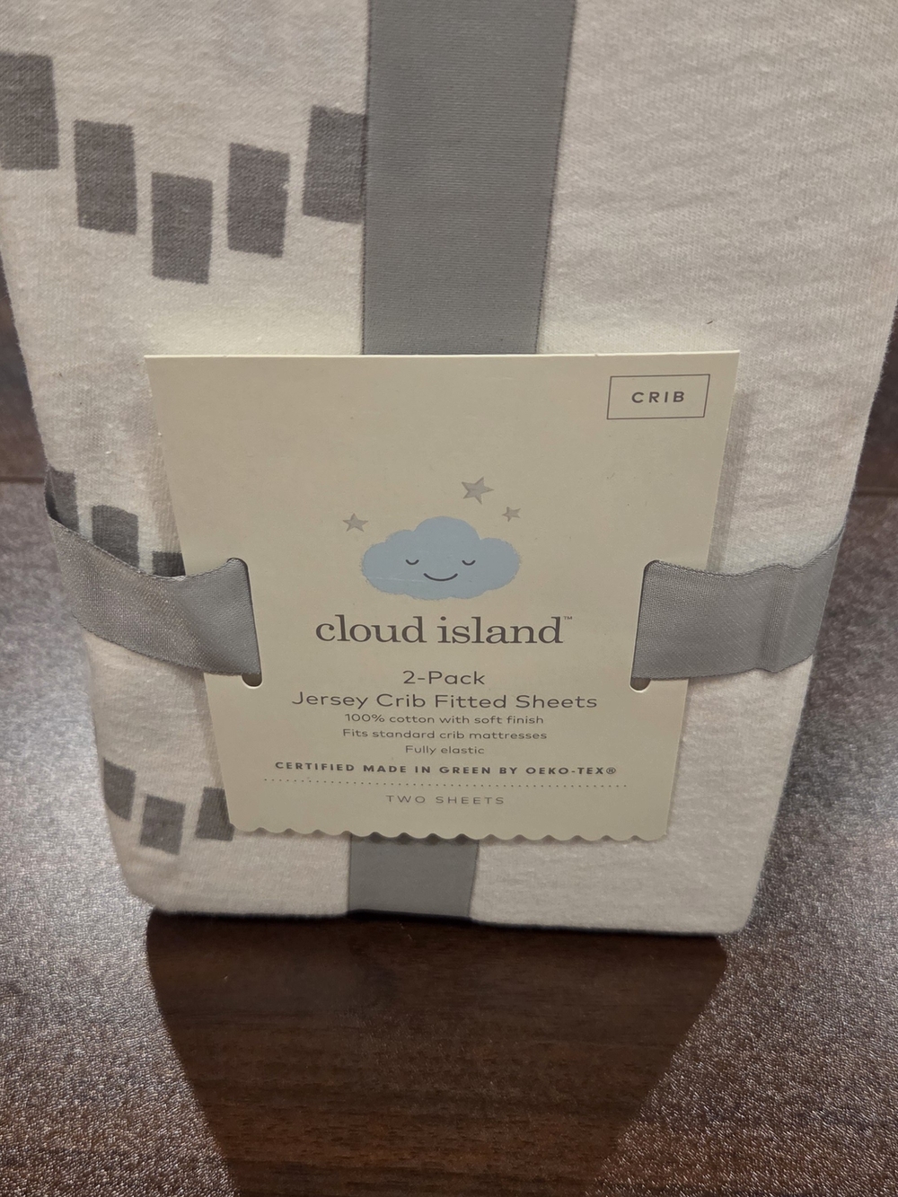 cloud island Jersey Crib Fitted Sheets Gray & White Crib Sheets NWT
